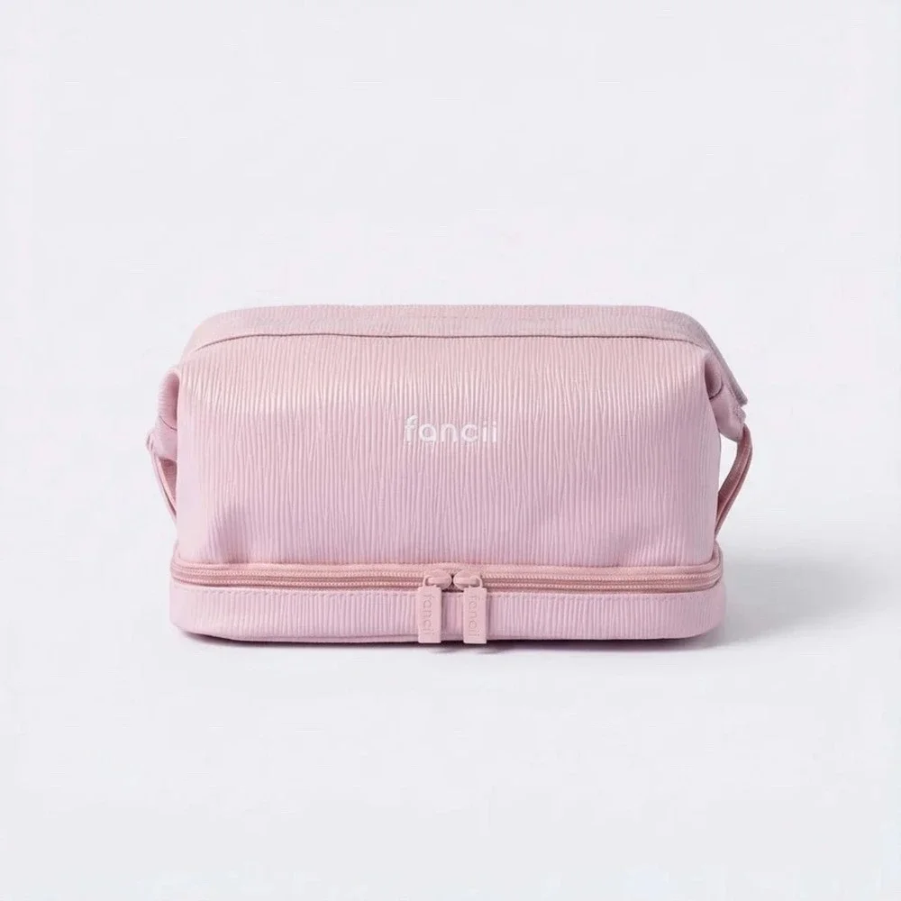 fancii Macy Makeup Bag Pink Vegan Leather Travel Cosmetic Case NWT